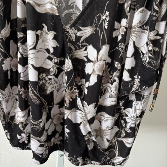 INC Top XL Floral Faux Wrap Cap Sleeve Ruched Crop Boho Chic Festival Coquette - Picture 10 of 12